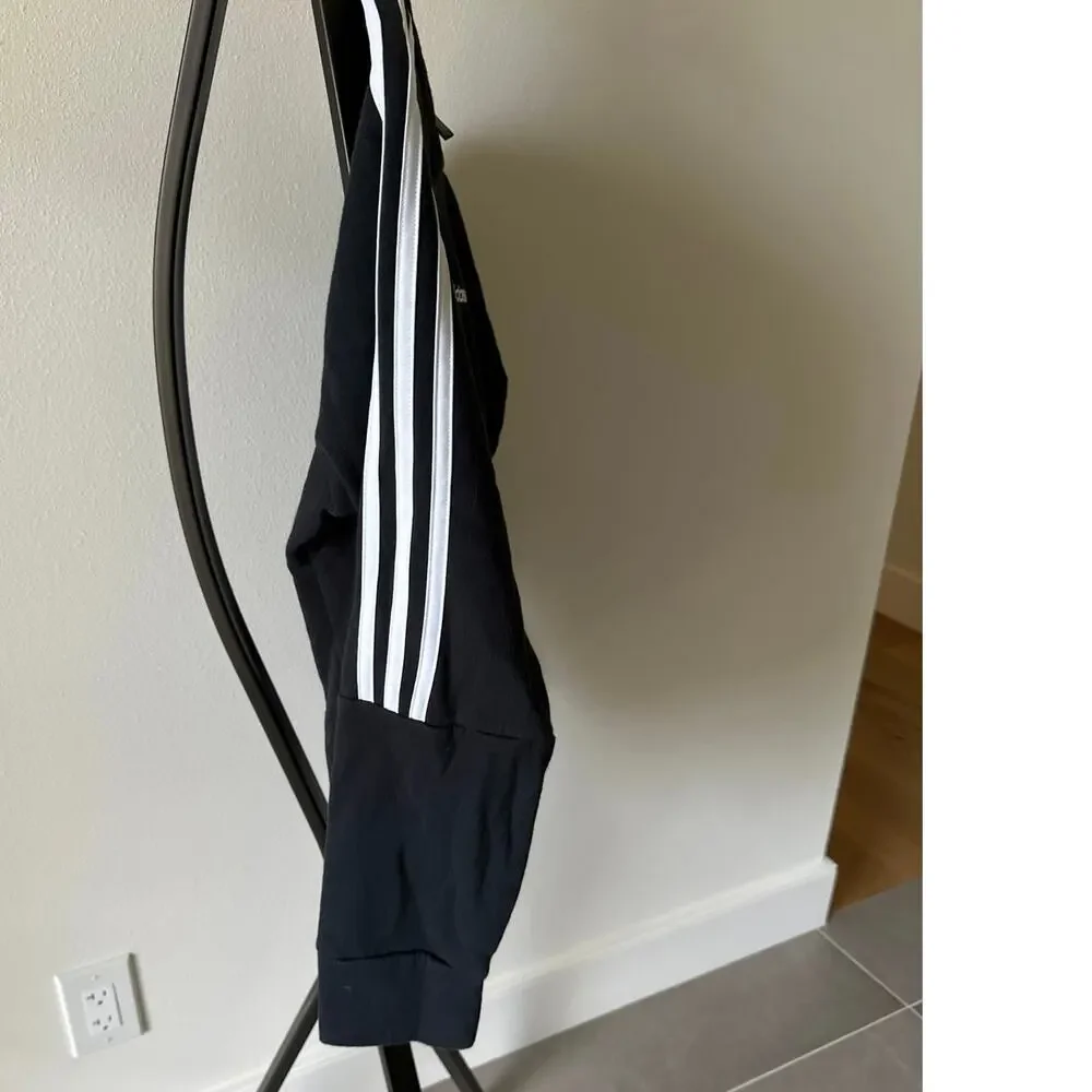 Adidas Sweatshirt Adult Medium Black Pullover Three Stripes Fleece Pullover